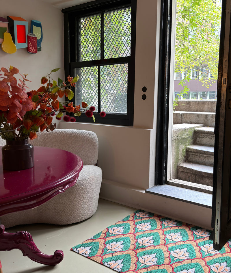 Deurmat op maat EcoLux - June Flower Green