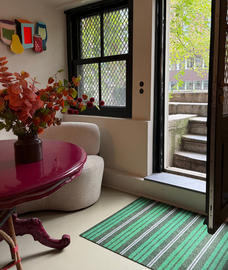 Deurmat op maat EcoLux - Willow Stripe Green