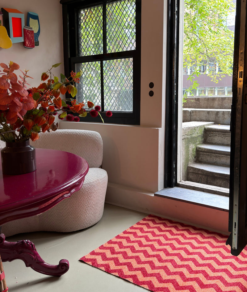 Deurmat op maat EcoLux - Chevron Red Salmon