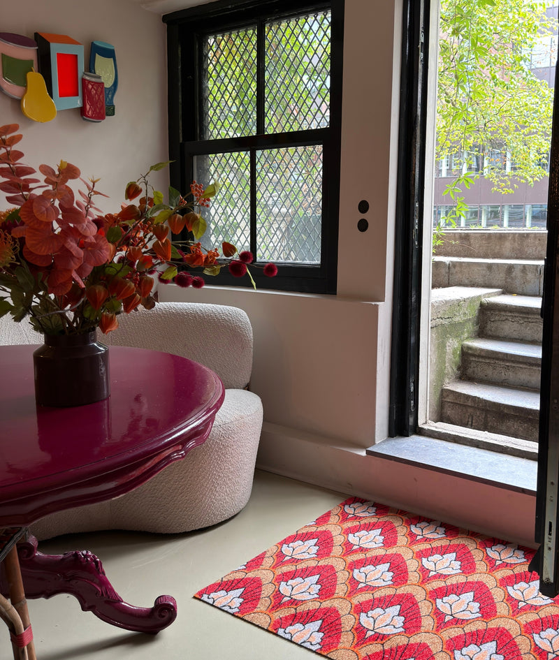 Deurmat op maat EcoLux - June Flower Red