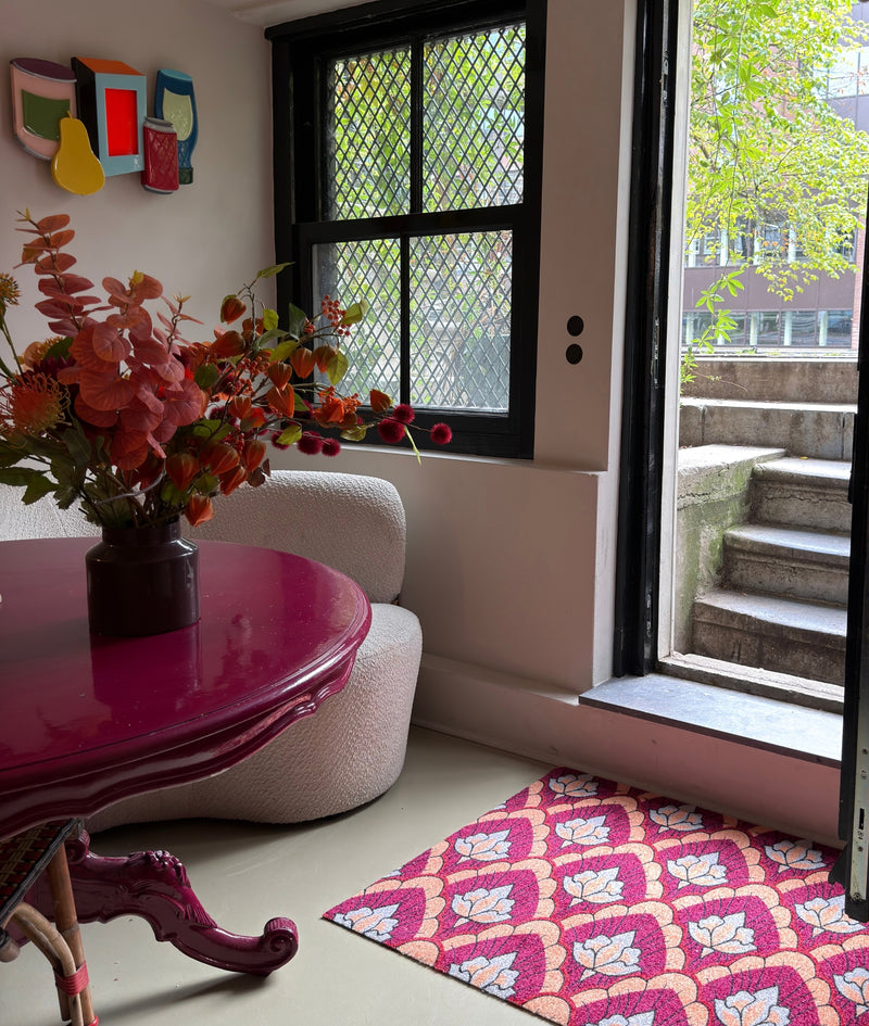 Deurmat op maat EcoLux - June Flower Purple