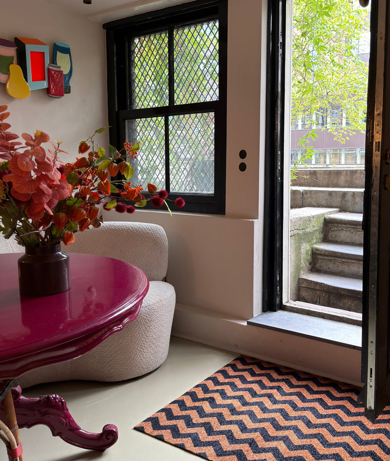 Deurmat op maat EcoLux - Chevron Black Brown