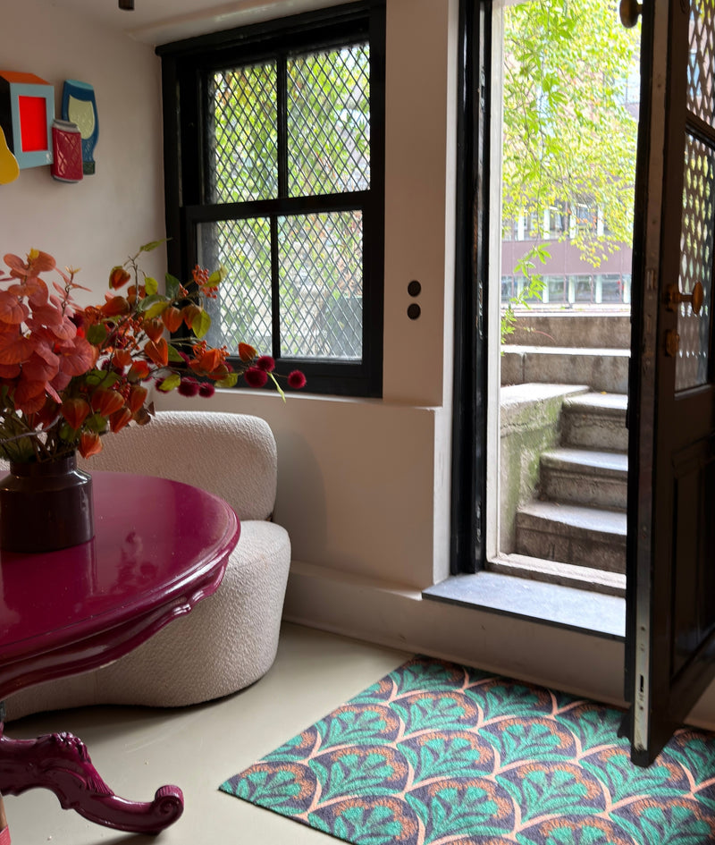Deurmat op maat EcoLux - Flores Grey