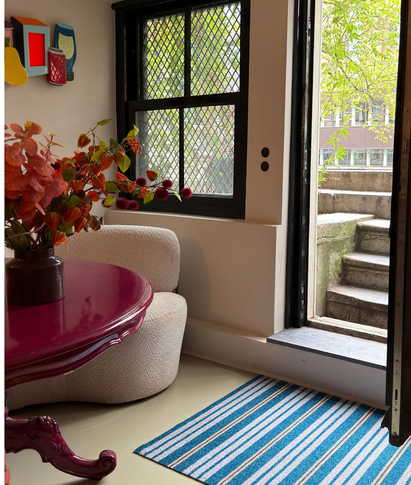Deurmat op maat EcoLux - Hampton Stripe Blue