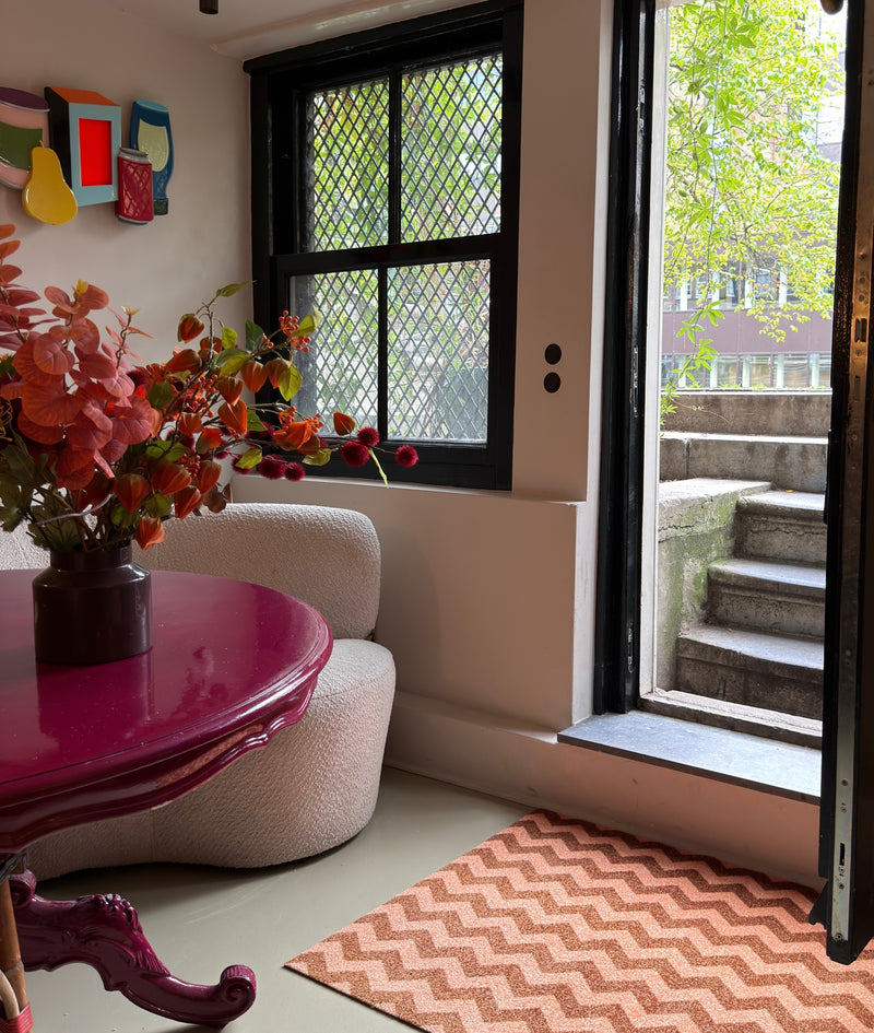 Deurmat op maat EcoLux - Chevron Peach